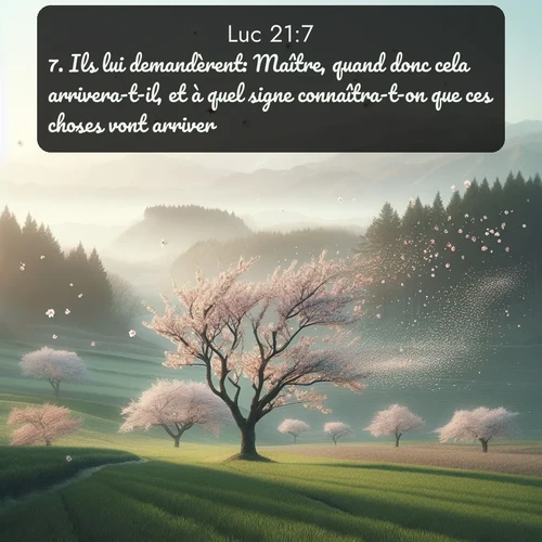 Segond Évangile selon Luc  ; image nature: image avec le verset biblique :Ils lui demandèrent: Maître, quand donc cela arrivera-t-il, et à quel signe connaîtra-t-on que ces choses vont arriver? ;  ; 21:7