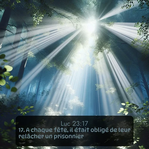 Segond Évangile selon Luc  ; image nature: image avec le verset biblique :A chaque fête, il était obligé de leur relâcher un prisonnier. ;  ; 23:17