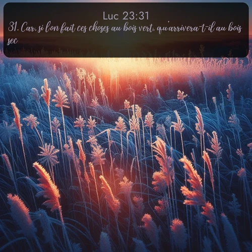 Segond Évangile selon Luc  ; image nature: image avec le verset biblique :Car, si l&#039;on fait ces choses au bois vert, qu&#039;arrivera-t-il au bois sec? ;  ; 23:31