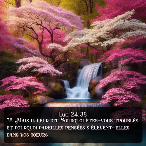 Segond Évangile selon Luc  ; image nature: image avec le verset biblique :Mais il leur dit: Pourquoi êtes-vous troublés, et pourquoi pareilles pensées s&#039;élèvent-elles dans vos coeurs? ;  ; 24:38