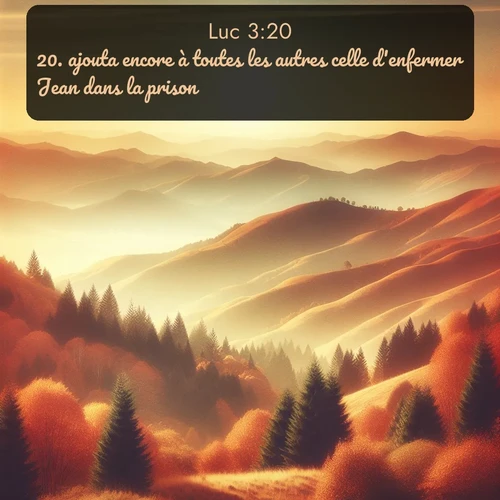 Segond Évangile selon Luc  ; image nature: image avec le verset biblique :ajouta encore à toutes les autres celle d&#039;enfermer Jean dans la prison. ;  ; 3:20