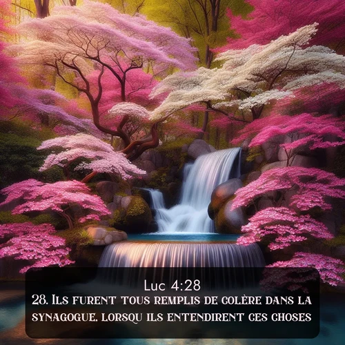 Segond Évangile selon Luc  ; image nature: image avec le verset biblique :Ils furent tous remplis de colère dans la synagogue, lorsqu&#039;ils entendirent ces choses. ;  ; 4:28