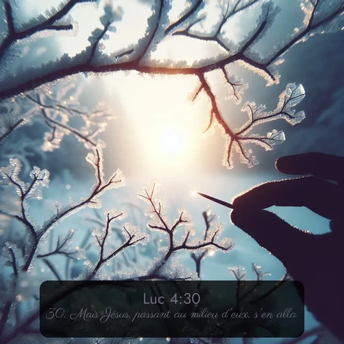 Segond Évangile selon Luc  ; image nature: image avec le verset biblique :Mais Jésus, passant au milieu d&#039;eux, s&#039;en alla. ;  ; 4:30