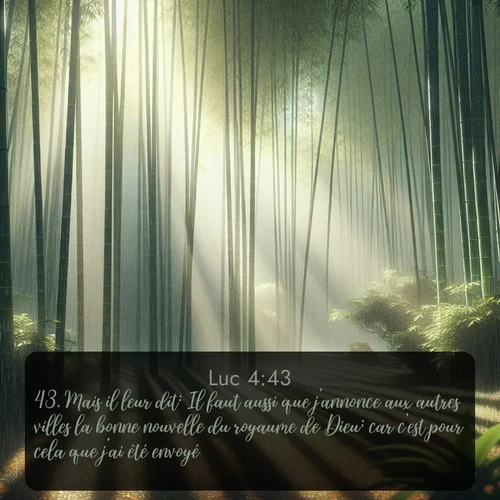 Segond Évangile selon Luc  ; image nature: image avec le verset biblique :Mais il leur dit: Il faut aussi que j&#039;annonce aux autres villes la bonne nouvelle du royaume de Dieu; car c&#039;est pour cela que j&#039;ai été envoyé. ;  ; 4:43