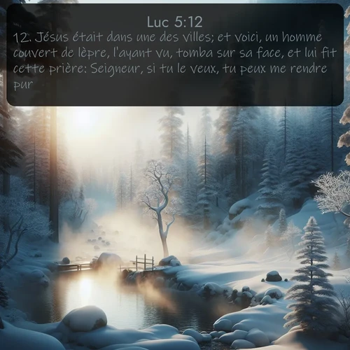 Segond Évangile selon Luc  ; image nature: image avec le verset biblique :Jésus était dans une des villes; et voici, un homme couvert de lèpre, l&#039;ayant vu, tomba sur sa face, et lui fit cette prière: Seigneur, si tu le veux, tu peux me rendre pur. ;  ; 5:12