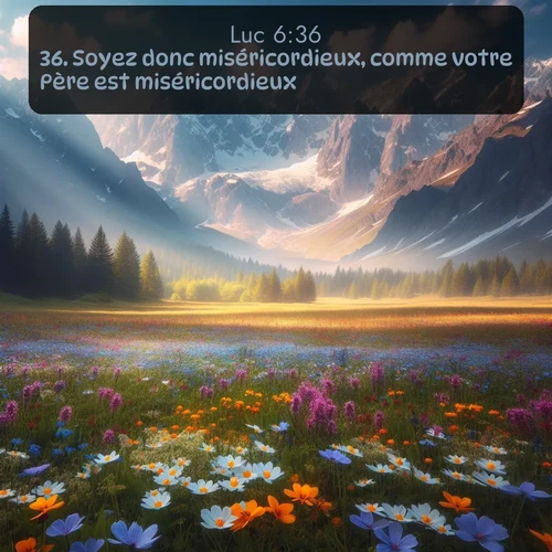Segond Évangile selon Luc  ; image nature: image avec le verset biblique :Soyez donc miséricordieux, comme votre Père est miséricordieux. ;  ; 6:36