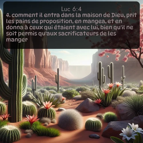 Segond Évangile selon Luc  ; image nature: image avec le verset biblique :comment il entra dans la maison de Dieu, prit les pains de proposition, en mangea, et en donna à ceux qui étaient avec lui, bien qu&#039;il ne soit permis qu&#039;aux sacrificateurs de les manger? ;  ; 6:4