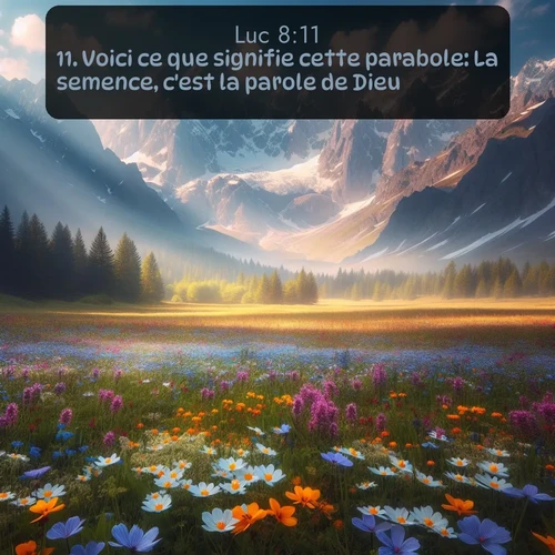 Segond Évangile selon Luc  ; image nature: image avec le verset biblique :Voici ce que signifie cette parabole: La semence, c&#039;est la parole de Dieu. ;  ; 8:11