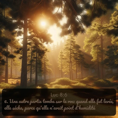 Segond Évangile selon Luc  ; image nature: image avec le verset biblique :Une autre partie tomba sur le roc: quand elle fut levée, elle sécha, parce qu&#039;elle n&#039;avait point d&#039;humidité. ;  ; 8:6