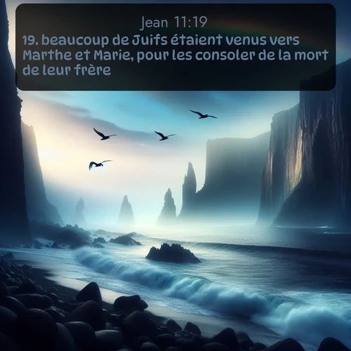 Segond Évangile selon Jean  ; image nature: image avec le verset biblique :beaucoup de Juifs étaient venus vers Marthe et Marie, pour les consoler de la mort de leur frère. ;  ; 11:19