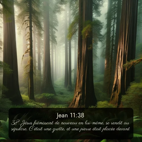 Segond Évangile selon Jean  ; image nature: image avec le verset biblique :Jésus frémissant de nouveau en lui-même, se rendit au sépulcre. C&#039;était une grotte, et une pierre était placée devant. ;  ; 11:38