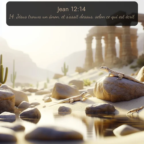 Segond Évangile selon Jean  ; image nature: image avec le verset biblique :Jésus trouva un ânon, et s&#039;assit dessus, selon ce qui est écrit: ;  ; 12:14