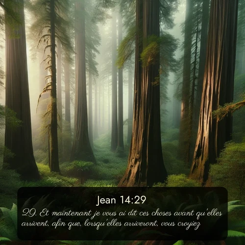 Segond Évangile selon Jean  ; image nature: image avec le verset biblique :Et maintenant je vous ai dit ces choses avant qu&#039;elles arrivent, afin que, lorsqu&#039;elles arriveront, vous croyiez. ;  ; 14:29