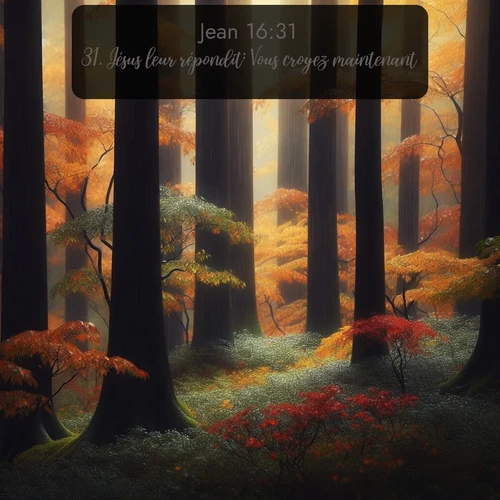 Segond Évangile selon Jean  ; image nature: image avec le verset biblique :Jésus leur répondit: Vous croyez maintenant. ;  ; 16:31