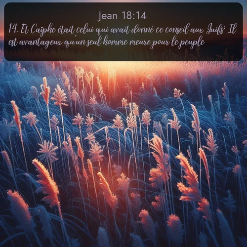 Segond Évangile selon Jean  ; image nature: image avec le verset biblique :Et Caïphe était celui qui avait donné ce conseil aux Juifs: Il est avantageux qu&#039;un seul homme meure pour le peuple. ;  ; 18:14
