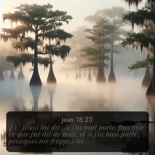 Segond Évangile selon Jean  ; image nature: image avec le verset biblique :Jésus lui dit: Si j&#039;ai mal parlé, fais voir ce que j&#039;ai dit de mal; et si j&#039;ai bien parlé, pourquoi me frappes-tu? ;  ; 18:23