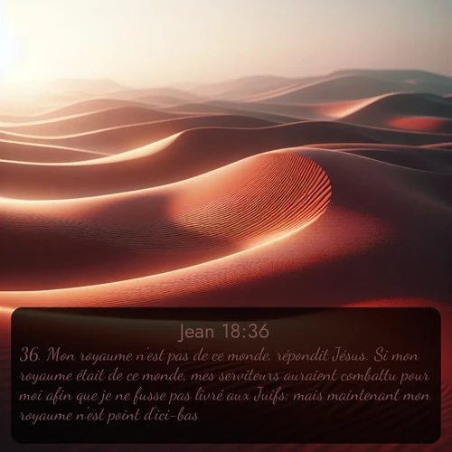 Segond Évangile selon Jean  ; image nature: image avec le verset biblique :Mon royaume n&#039;est pas de ce monde, répondit Jésus. Si mon royaume était de ce monde, mes serviteurs auraient combattu pour moi afin que je ne fusse pas livré aux Juifs; mais maintenant mon royaume n&#039;est point d&#039;ici-bas. ;  ; 18:36