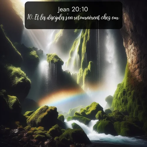 Segond Évangile selon Jean  ; image nature: image avec le verset biblique :Et les disciples s&#039;en retournèrent chez eux. ;  ; 20:10