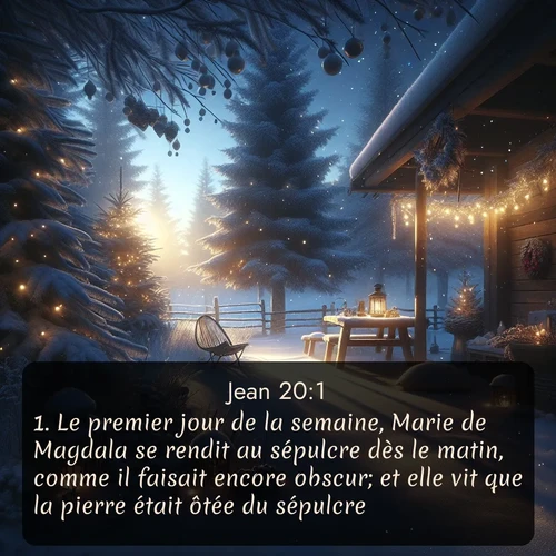 Segond Évangile selon Jean  ; image nature: image avec le verset biblique :Le premier jour de la semaine, Marie de Magdala se rendit au sépulcre dès le matin, comme il faisait encore obscur; et elle vit que la pierre était ôtée du sépulcre. ;  ; 20:1