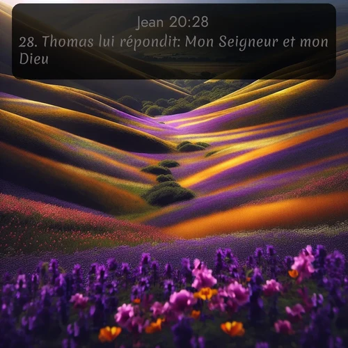 Segond Évangile selon Jean  ; image nature: image avec le verset biblique :Thomas lui répondit: Mon Seigneur et mon Dieu! ;  ; 20:28