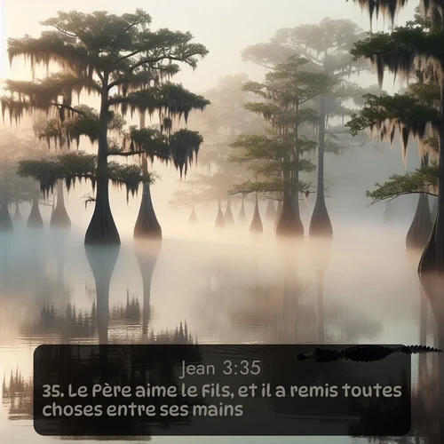 Segond Évangile selon Jean  ; image nature: image avec le verset biblique :Le Père aime le Fils, et il a remis toutes choses entre ses mains. ;  ; 3:35