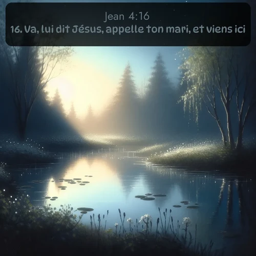 Segond Évangile selon Jean  ; image nature: image avec le verset biblique :Va, lui dit Jésus, appelle ton mari, et viens ici. ;  ; 4:16