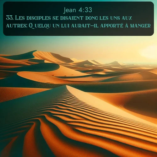 Segond Évangile selon Jean  ; image nature: image avec le verset biblique :Les disciples se disaient donc les uns aux autres: Quelqu&#039;un lui aurait-il apporté à manger? ;  ; 4:33