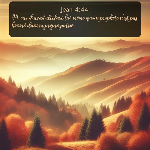 Segond Évangile selon Jean  ; image nature: image avec le verset biblique :car il avait déclaré lui-même qu&#039;un prophète n&#039;est pas honoré dans sa propre patrie. ;  ; 4:44