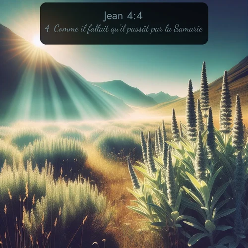Segond Évangile selon Jean  ; image nature: image avec le verset biblique :Comme il fallait qu&#039;il passât par la Samarie, ;  ; 4:4
