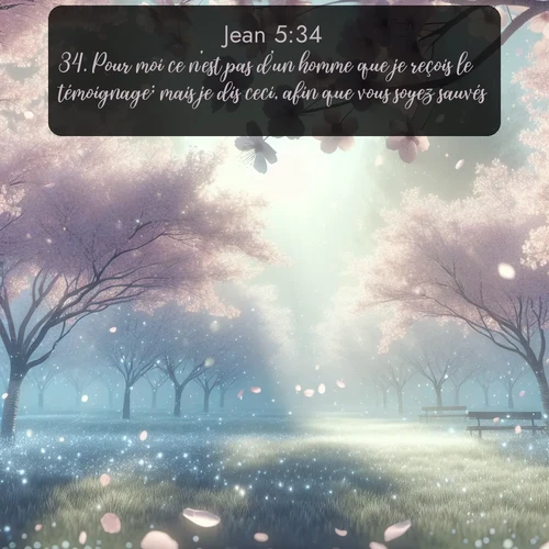 Segond Évangile selon Jean  ; image nature: image avec le verset biblique :Pour moi ce n&#039;est pas d&#039;un homme que je reçois le témoignage; mais je dis ceci, afin que vous soyez sauvés. ;  ; 5:34