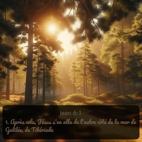 Segond Évangile selon Jean  ; image nature: image avec le verset biblique :Après cela, Jésus s&#039;en alla de l&#039;autre côté de la mer de Galilée, de Tibériade. ;  ; 6:1