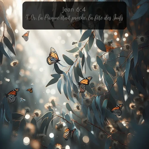 Segond Évangile selon Jean  ; image nature: image avec le verset biblique :Or, la Pâque était proche, la fête des Juifs. ;  ; 6:4