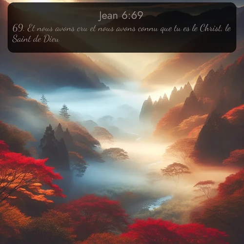 Segond Évangile selon Jean  ; image nature: image avec le verset biblique :Et nous avons cru et nous avons connu que tu es le Christ, le Saint de Dieu. ;  ; 6:69
