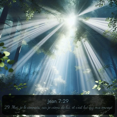 Segond Évangile selon Jean  ; image nature: image avec le verset biblique :Moi, je le connais; car je viens de lui, et c&#039;est lui qui m&#039;a envoyé. ;  ; 7:29