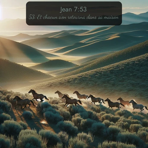 Segond Évangile selon Jean  ; image nature: image avec le verset biblique :Et chacun s&#039;en retourna dans sa maison. ;  ; 7:53