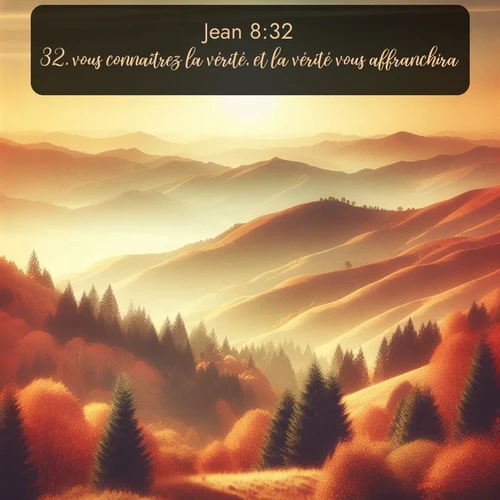 Segond Évangile selon Jean  ; image nature: image avec le verset biblique :vous connaîtrez la vérité, et la vérité vous affranchira. ;  ; 8:32