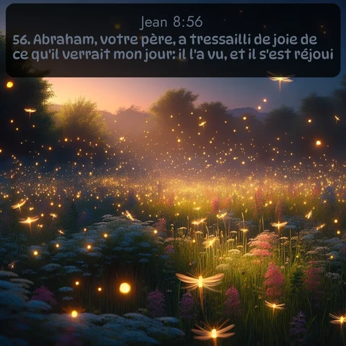 Segond Évangile selon Jean  ; image nature: image avec le verset biblique :Abraham, votre père, a tressailli de joie de ce qu&#039;il verrait mon jour: il l&#039;a vu, et il s&#039;est réjoui. ;  ; 8:56