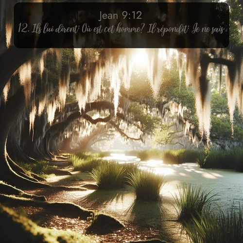 Segond Évangile selon Jean  ; image nature: image avec le verset biblique :Ils lui dirent: Où est cet homme? Il répondit: Je ne sais. ;  ; 9:12