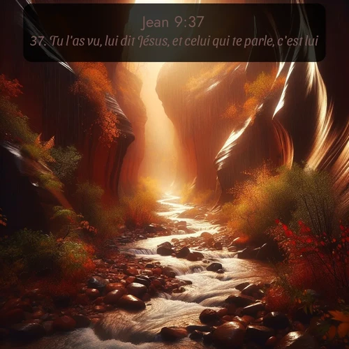 Segond Évangile selon Jean  ; image nature: image avec le verset biblique :Tu l&#039;as vu, lui dit Jésus, et celui qui te parle, c&#039;est lui. ;  ; 9:37