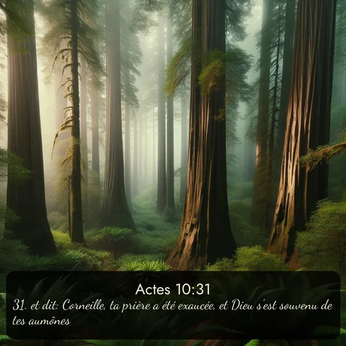 Segond Actes  ; image nature: image avec le verset biblique :et dit: Corneille, ta prière a été exaucée, et Dieu s&#039;est souvenu de tes aumônes. ;  ; 10:31