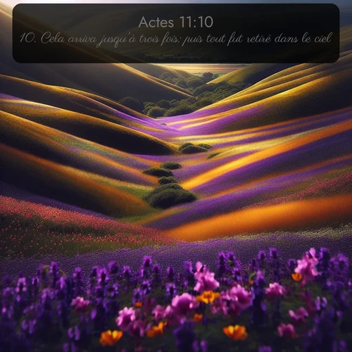 Segond Actes  ; image nature: image avec le verset biblique :Cela arriva jusqu&#039;à trois fois; puis tout fut retiré dans le ciel. ;  ; 11:10