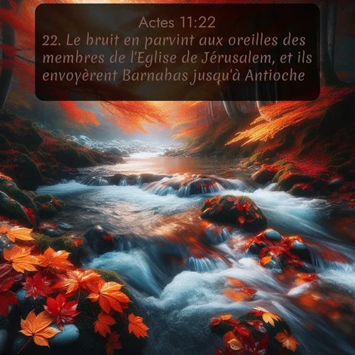 Segond Actes  ; image nature: image avec le verset biblique :Le bruit en parvint aux oreilles des membres de l&#039;Eglise de Jérusalem, et ils envoyèrent Barnabas jusqu&#039;à Antioche. ;  ; 11:22