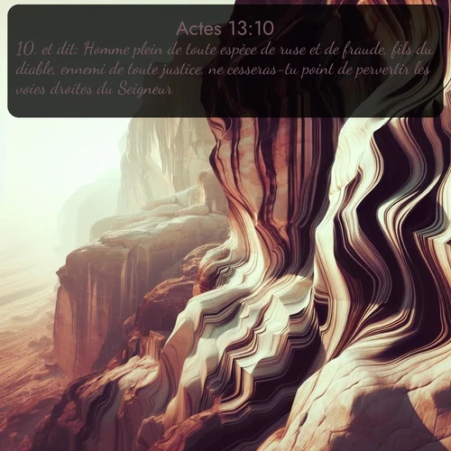 Segond Actes  ; image nature: image avec le verset biblique :et dit: Homme plein de toute espèce de ruse et de fraude, fils du diable, ennemi de toute justice, ne cesseras-tu point de pervertir les voies droites du Seigneur? ;  ; 13:10