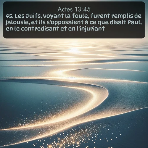 Segond Actes  ; image nature: image avec le verset biblique :Les Juifs, voyant la foule, furent remplis de jalousie, et ils s&#039;opposaient à ce que disait Paul, en le contredisant et en l&#039;injuriant. ;  ; 13:45