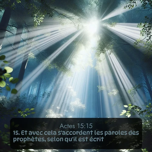 Segond Actes  ; image nature: image avec le verset biblique :Et avec cela s&#039;accordent les paroles des prophètes, selon qu&#039;il est écrit: ;  ; 15:15
