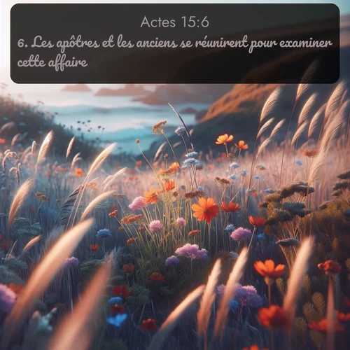 Segond Actes  ; image nature: image avec le verset biblique :Les apôtres et les anciens se réunirent pour examiner cette affaire. ;  ; 15:6