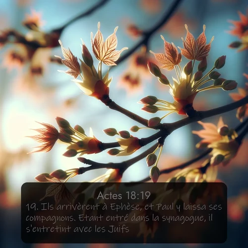 Segond Actes  ; image nature: image avec le verset biblique :Ils arrivèrent à Ephèse, et Paul y laissa ses compagnons. Etant entré dans la synagogue, il s&#039;entretint avec les Juifs, ;  ; 18:19