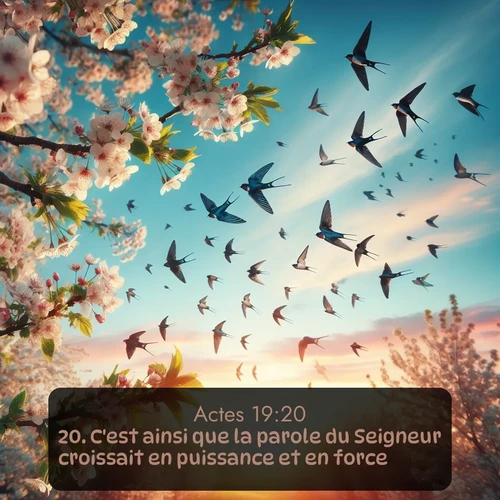 Segond Actes  ; image nature: image avec le verset biblique :C&#039;est ainsi que la parole du Seigneur croissait en puissance et en force. ;  ; 19:20