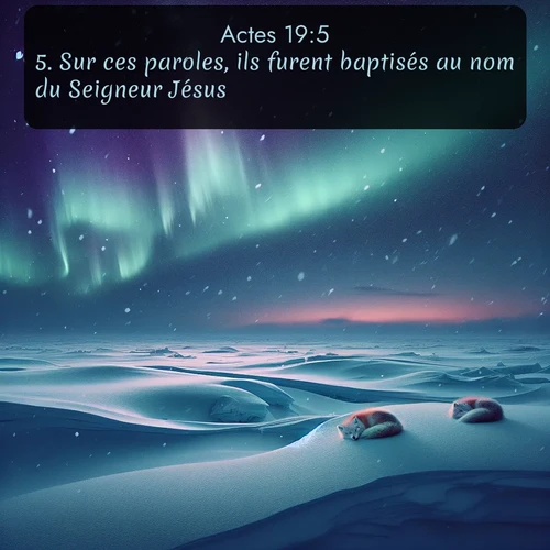 Segond Actes  ; image nature: image avec le verset biblique :Sur ces paroles, ils furent baptisés au nom du Seigneur Jésus. ;  ; 19:5