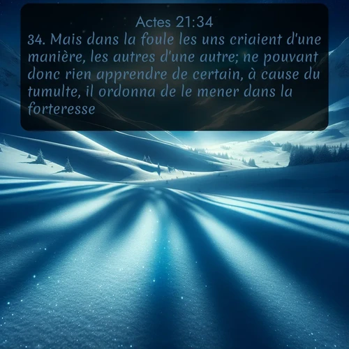 Segond Actes  ; image nature: image avec le verset biblique :Mais dans la foule les uns criaient d&#039;une manière, les autres d&#039;une autre; ne pouvant donc rien apprendre de certain, à cause du tumulte, il ordonna de le mener dans la forteresse. ;  ; 21:34